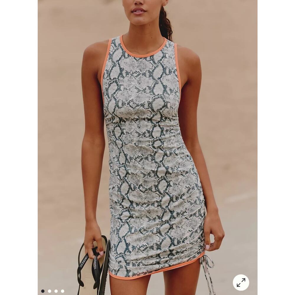 Anthropologie Daily Practice Snake Runched Bodycon Dress S NWT - Picture 2 of 6